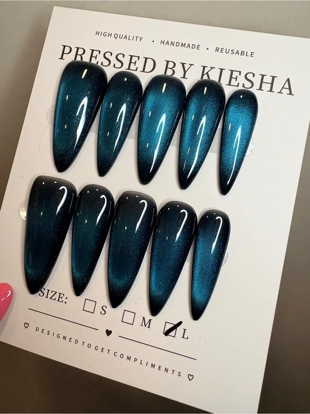 Teal Shimmer Stiletto Press-Ons